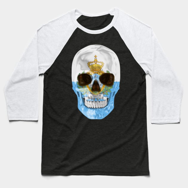 San Marino Flag Skull - Gift for Sammarinese With Roots From San Marino Baseball T-Shirt by Country Flags